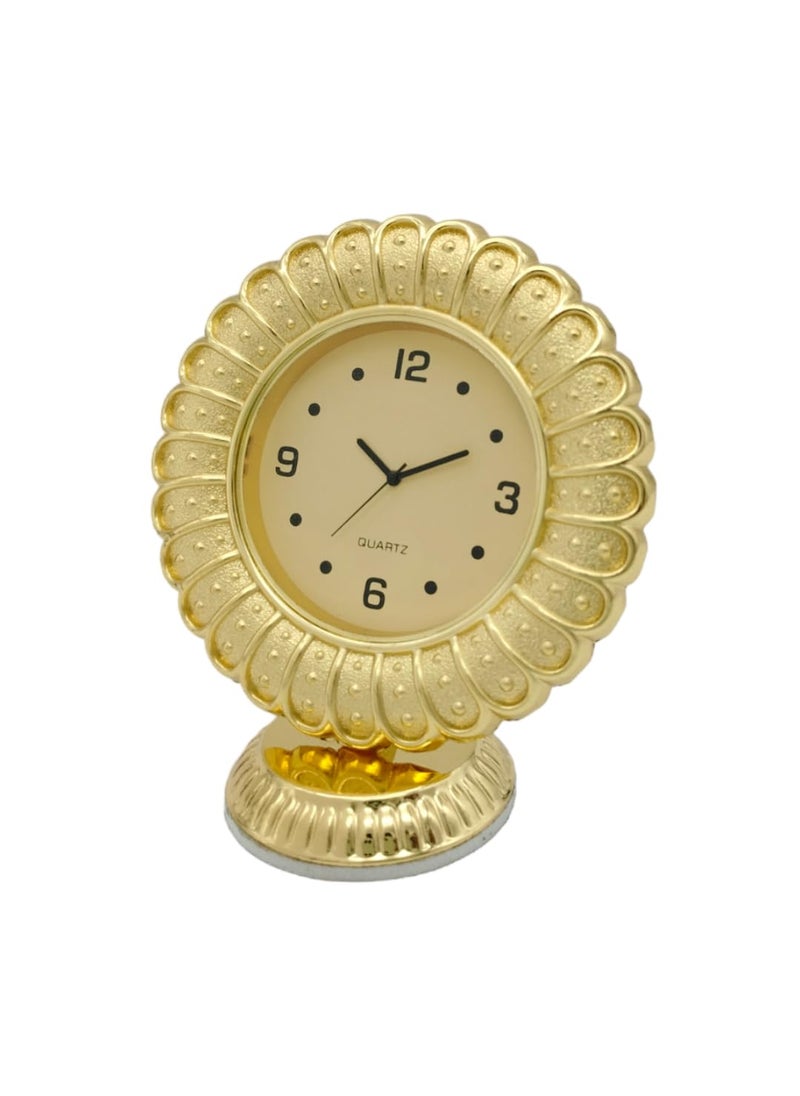 NXZ Golden Sun Flower Shape Table Clock for Office and for Gift Purpose