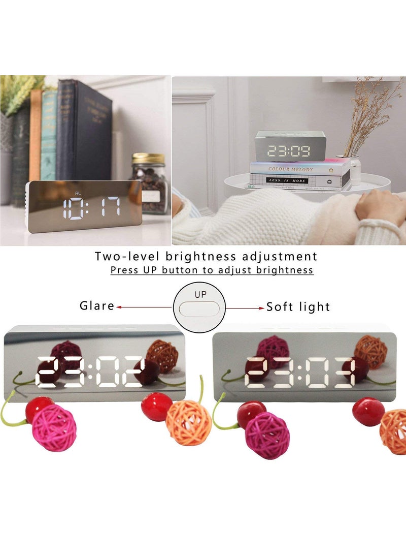 DPISZONE Digital Smart Back Light Table Mirror Alarm Clock with Sensor Date and Temperature for Office Home Bedroom Travel