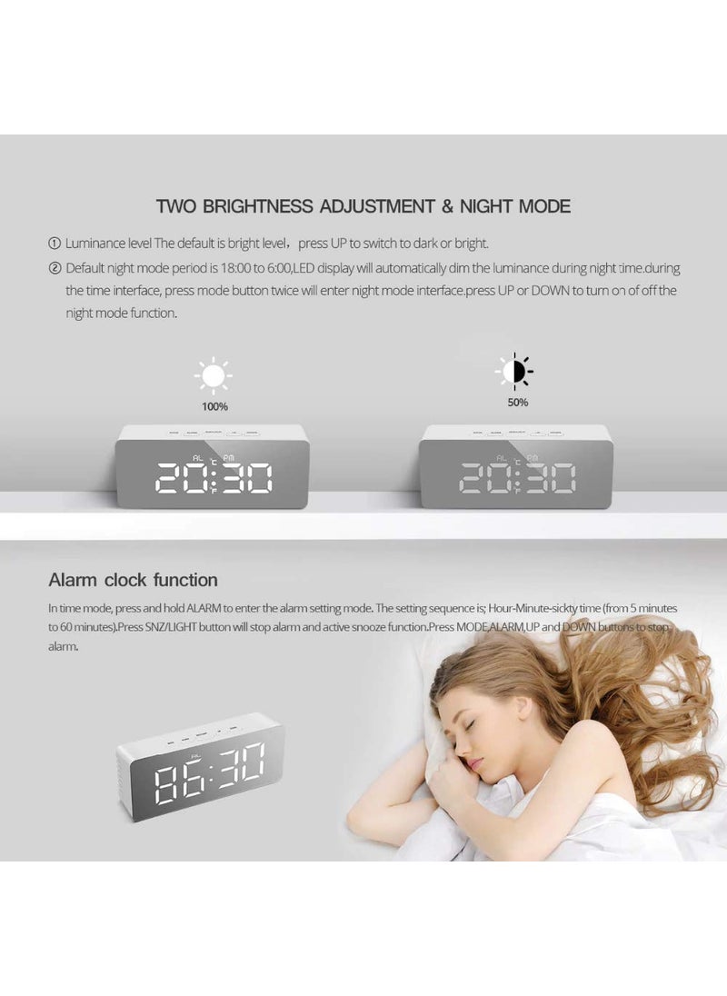 DPISZONE Digital Smart Back Light Table Mirror Alarm Clock with Sensor Date and Temperature for Office Home Bedroom Travel