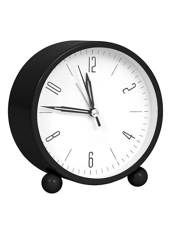 Anadi Retro Alarm Clock 4 Twin Bell with Night Backlight Black Metal Silent NonTicking Quartz Battery Operated Extra Loud Analog Alarm Clock for Living Room Bedroom Office