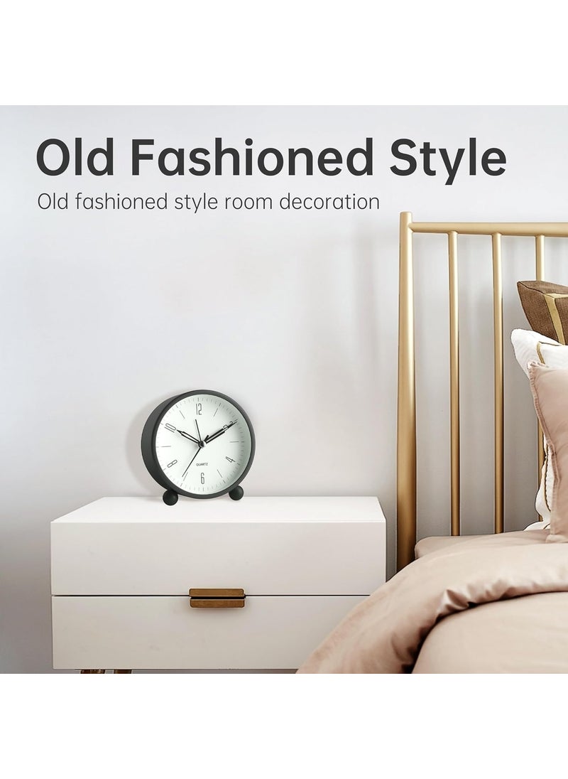 Anadi Retro Alarm Clock 4 Twin Bell with Night Backlight Black Metal Silent NonTicking Quartz Battery Operated Extra Loud Analog Alarm Clock for Living Room Bedroom Office