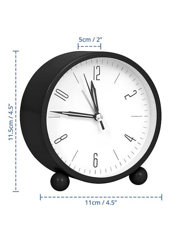 Anadi Retro Alarm Clock 4 Twin Bell with Night Backlight Black Metal Silent NonTicking Quartz Battery Operated Extra Loud Analog Alarm Clock for Living Room Bedroom Office