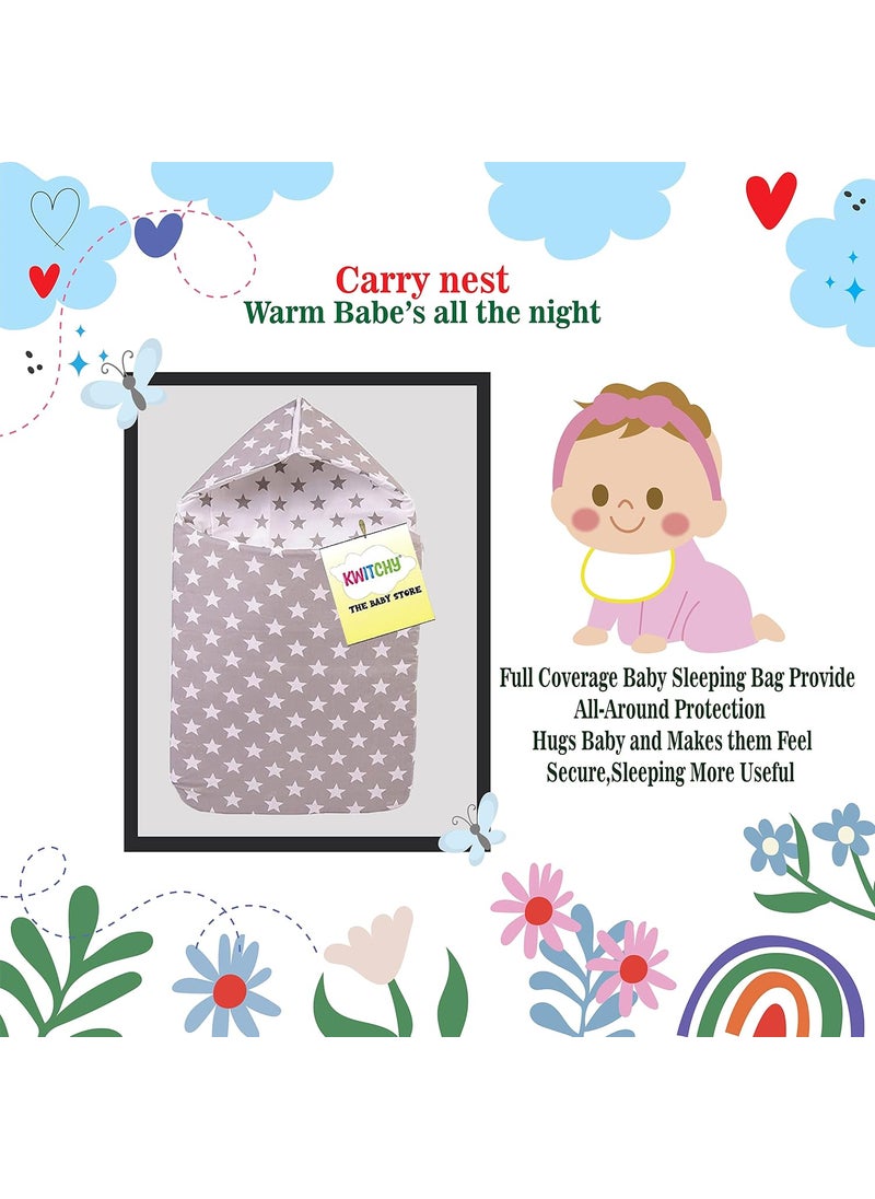 Kwitchy Baby Bed New Born Baby Sleeping Bag Bedding Set Mattress Carry Nest Mosquito Net Cotton Gadda Set Essential Combo Products All Gift Pack 06 Months Grey 2PCS Set