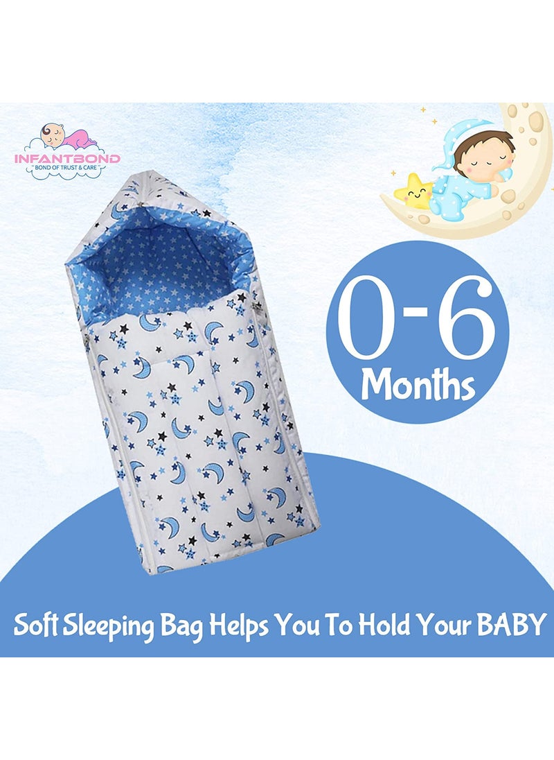 Infantbond New Born Baby Bedding Play Gym Mattress with Net Sleeping Bag 06 Months Pack of 2 Blue Moon