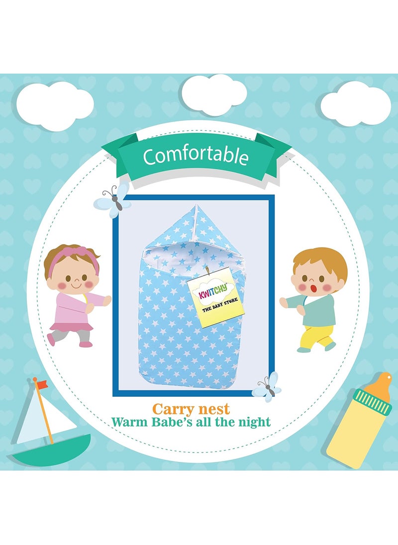 Kwitchy Baby Bed New Born Baby Beddin Set Sleeping Bag Mattress Mosquito Net Carry Nest Net Bed Essential Infants Combo Gift Baby Shower 06 Months Blue 2PCS Set
