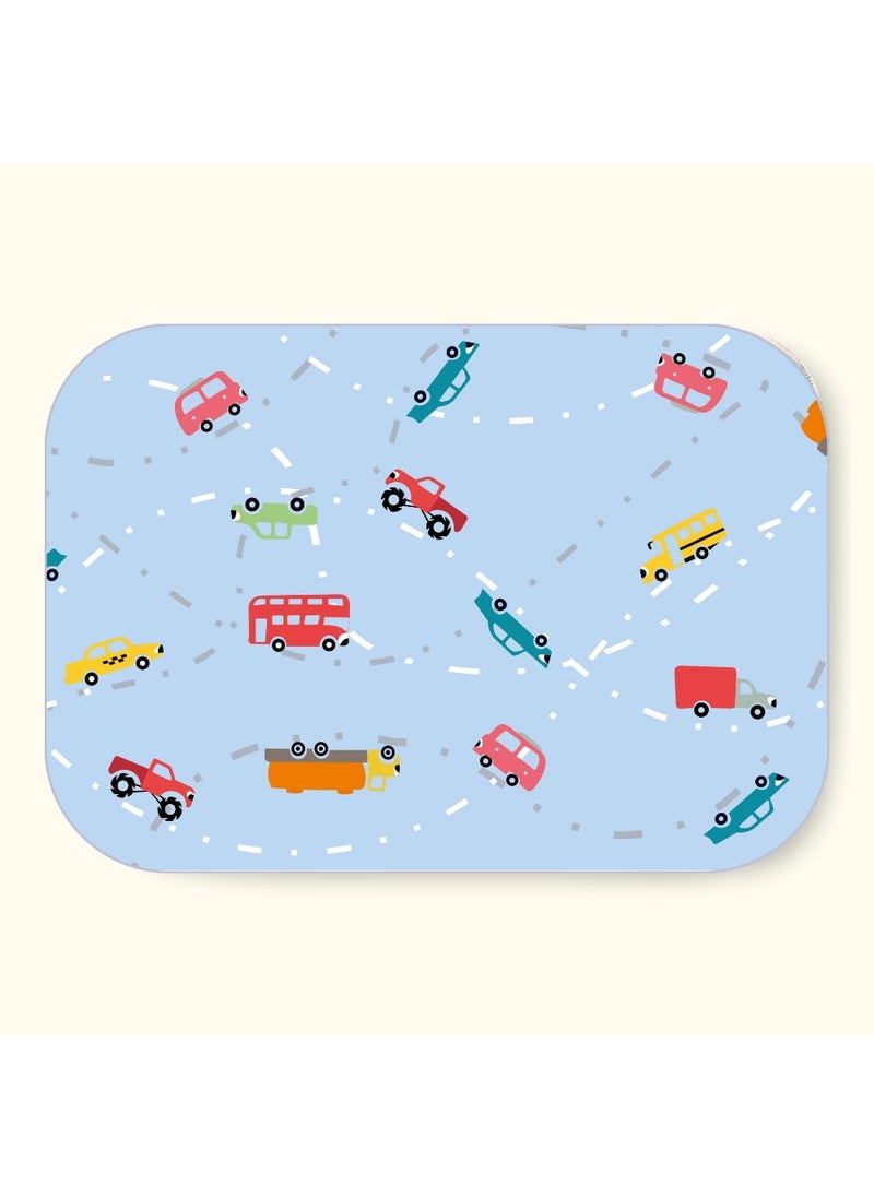 Happy Matty Polyester Babys Extra Absorbent Quick Dry Sheet Playmat Waterproof Reusable Washable Soft Comfortable Best Gifting Lint Free Fabrics Mattress Crib Protector Cars Medium 50cm x 70cm