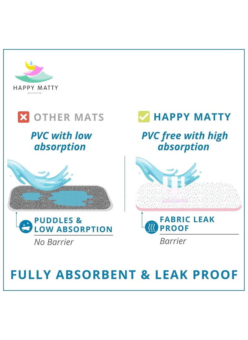 Happy Matty Polyester Babys Extra Absorbent Quick Dry Sheet Playmat Waterproof Reusable Washable Colourful Soft Comfortable Best for Gifting Lint Free FabricS Mattress Crib Protector MediumStar