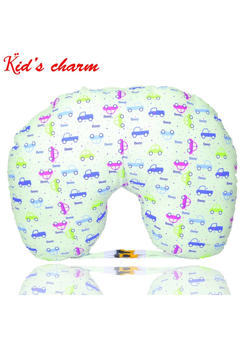 Kids Charm Car 3 PCS Combo Set 3 in 1 Babys Cotton Bed Cum Carry Bed5 in 1 Babys Cotton Breast Feeding Pillow with Safety Belt2 in 1 Babys Cotton with Mosquito Net for 48 Months Blue