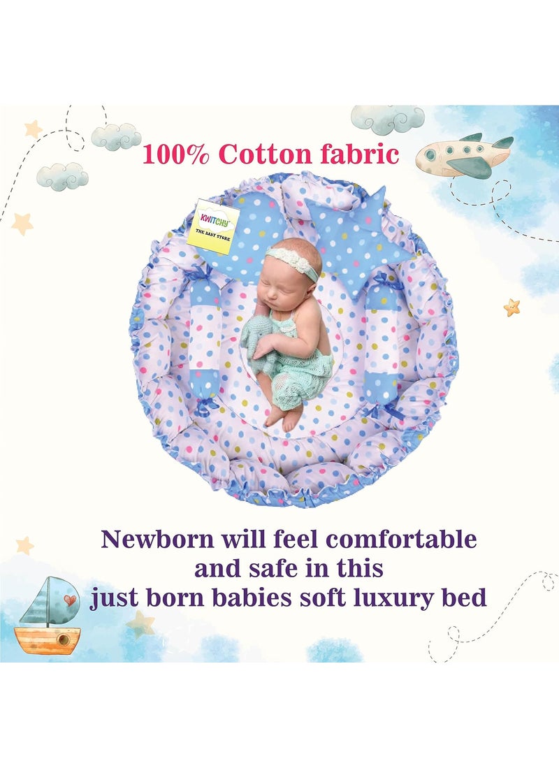 Kwitchy Baby Bed New Born Baby Bedding Set Sleeping Bag Mattress Carry Bags Nest Bed Waterproof Sheets Net Bed Combo Set Gift Pack Essentials 06 Months Blue