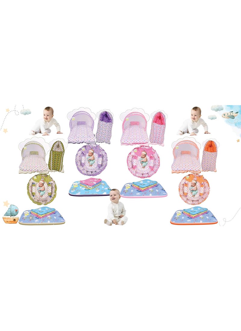 Kwitchy Baby Bed New Born Baby Bedding Set Sleeping Bag Mattress Carry Bags Nest Bed Waterproof Sheets Net Bed Combo Set Gift Pack Essentials 06 Months Blue