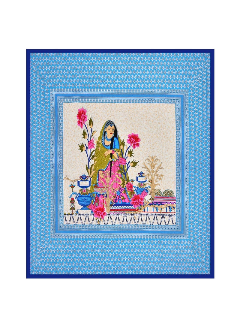 LIVING ROOTS Pure Cotton Soft Skin Friendly 1 Bedsheet with 2 Pillow Covers Queen Size Bedsheet 86 96 inches 7 8 Feet Rich Fast Colour with No Colour Bleeding Guarantee 319 Blue