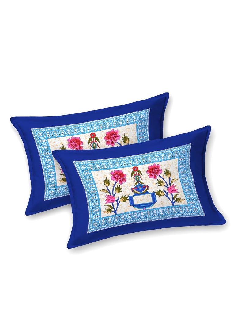 LIVING ROOTS Pure Cotton Soft Skin Friendly 1 Bedsheet with 2 Pillow Covers Queen Size Bedsheet 86 96 inches 7 8 Feet Rich Fast Colour with No Colour Bleeding Guarantee 319 Blue