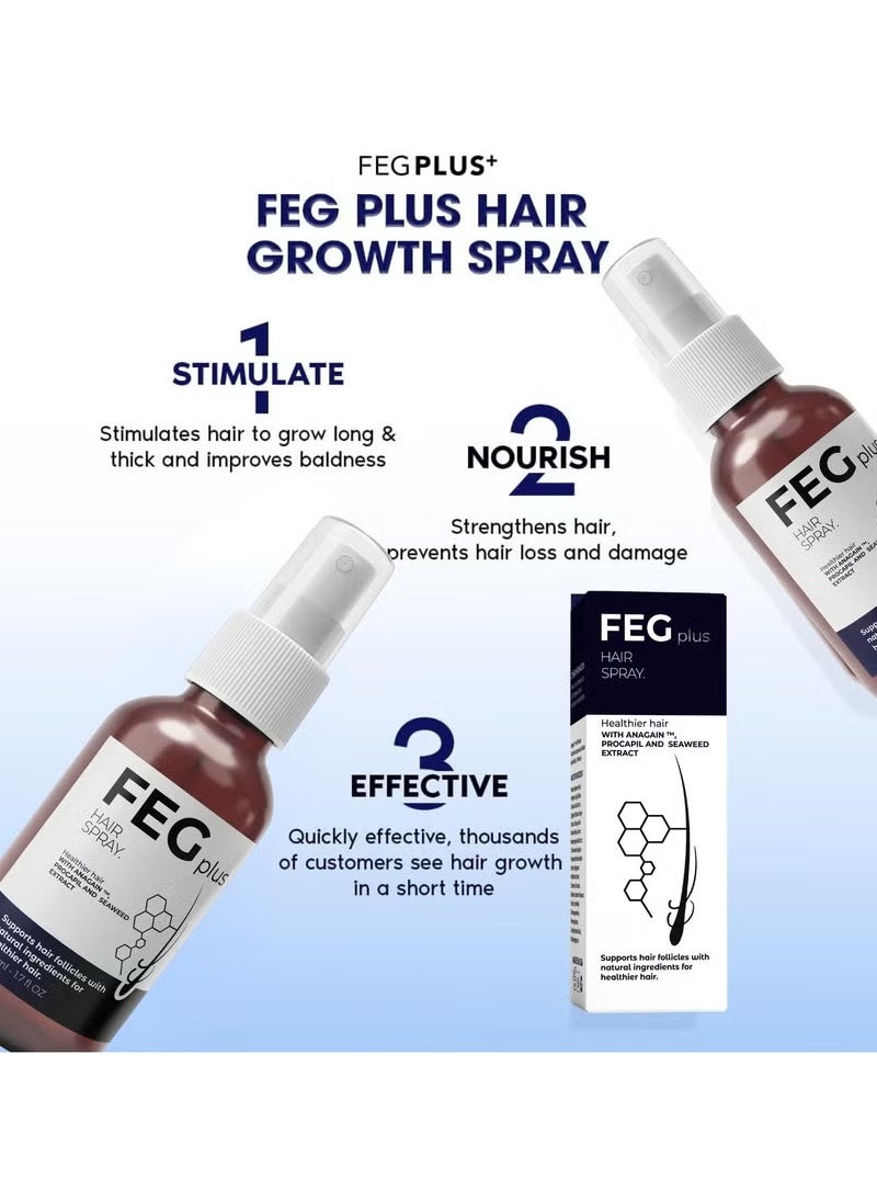 FEG Hair Growth Serum - 22% Seaweed Extract For Hair Loss Control & Hair Growth In Men & Women, Boost Thicker Beard & Hair Growth, Improve Baldness | The best hair serum made in the USA (50ml)