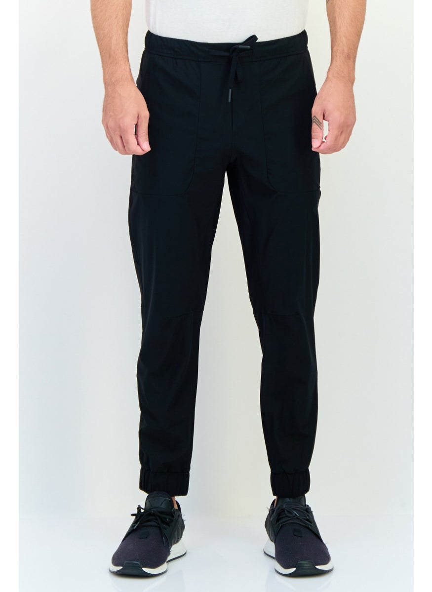 Men Cuffed Fit Solid Jogger Pants, Black