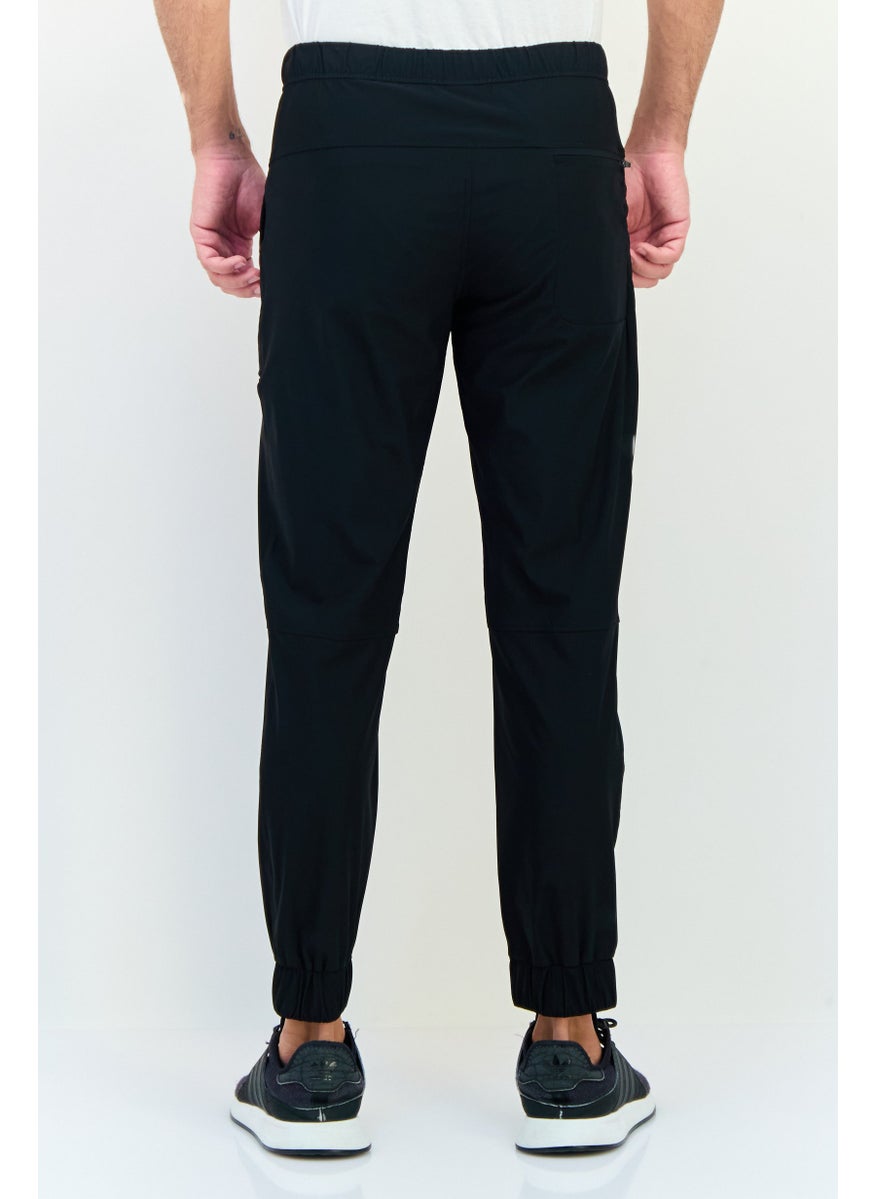 Men Cuffed Fit Solid Jogger Pants, Black
