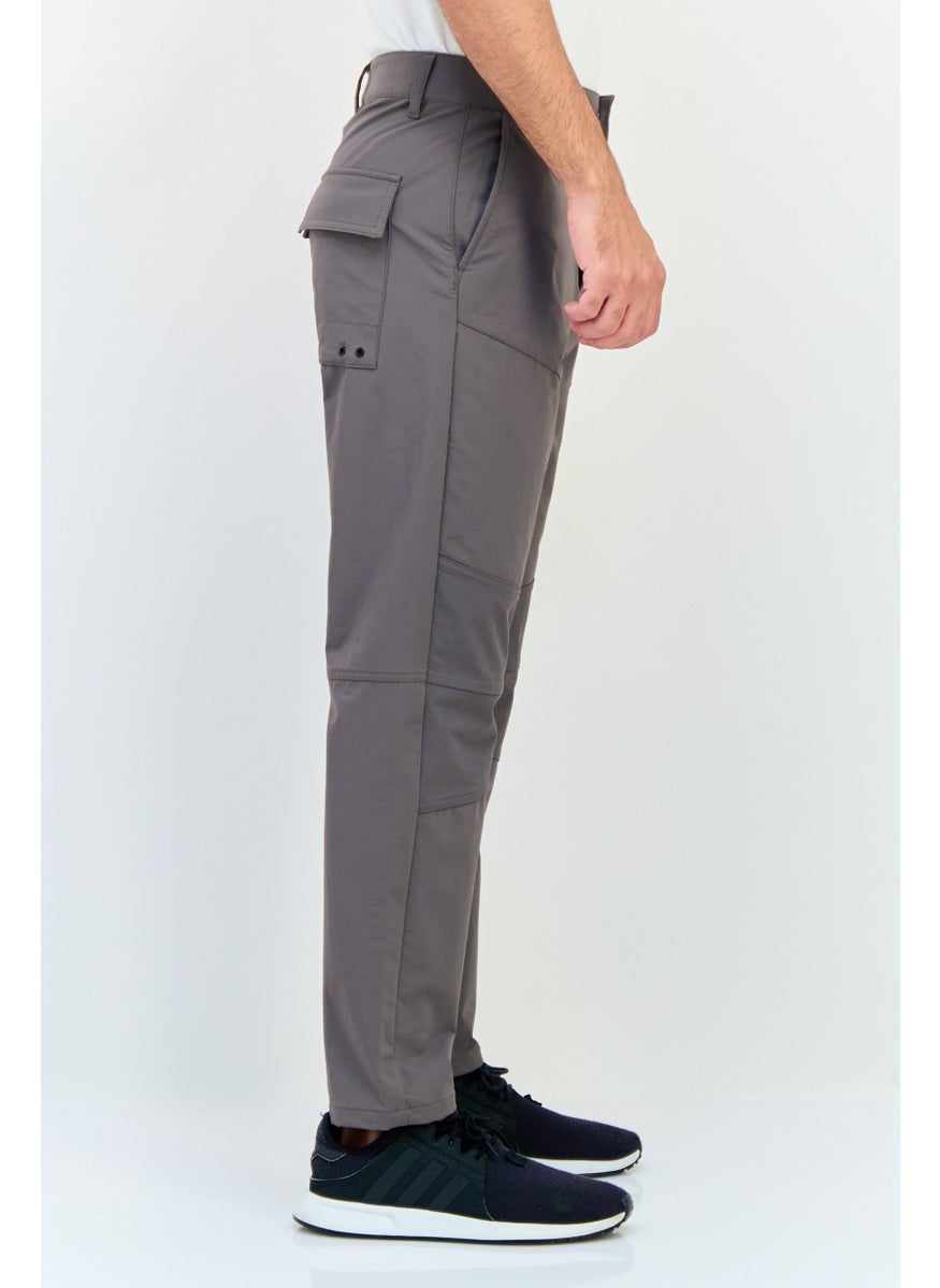 Men Tapered Fit Solid Tapered Pants, Grey