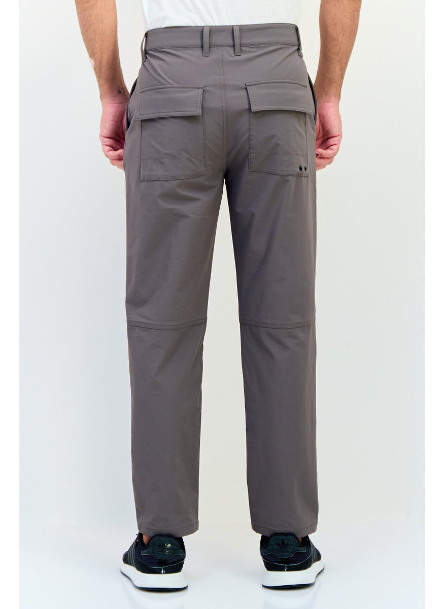 Men Tapered Fit Solid Tapered Pants, Grey
