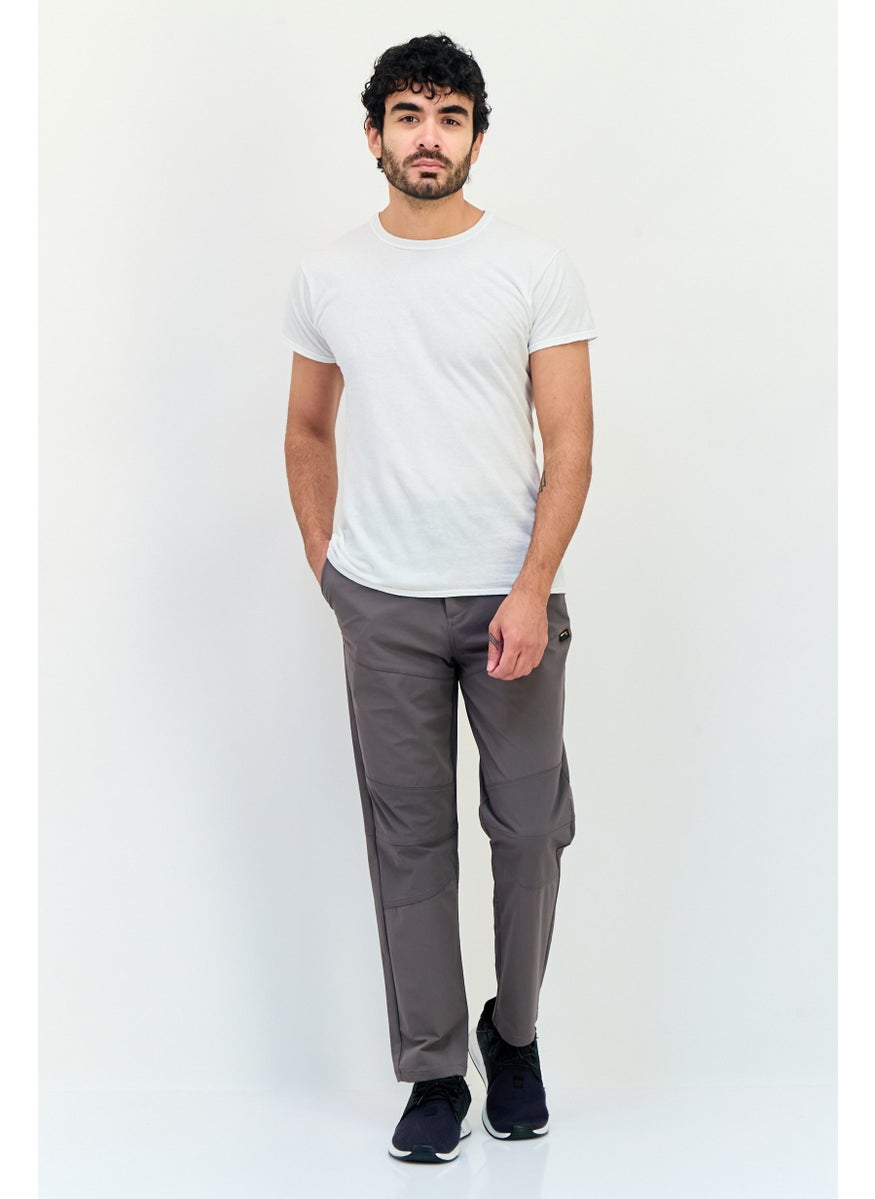 Men Tapered Fit Solid Tapered Pants, Grey