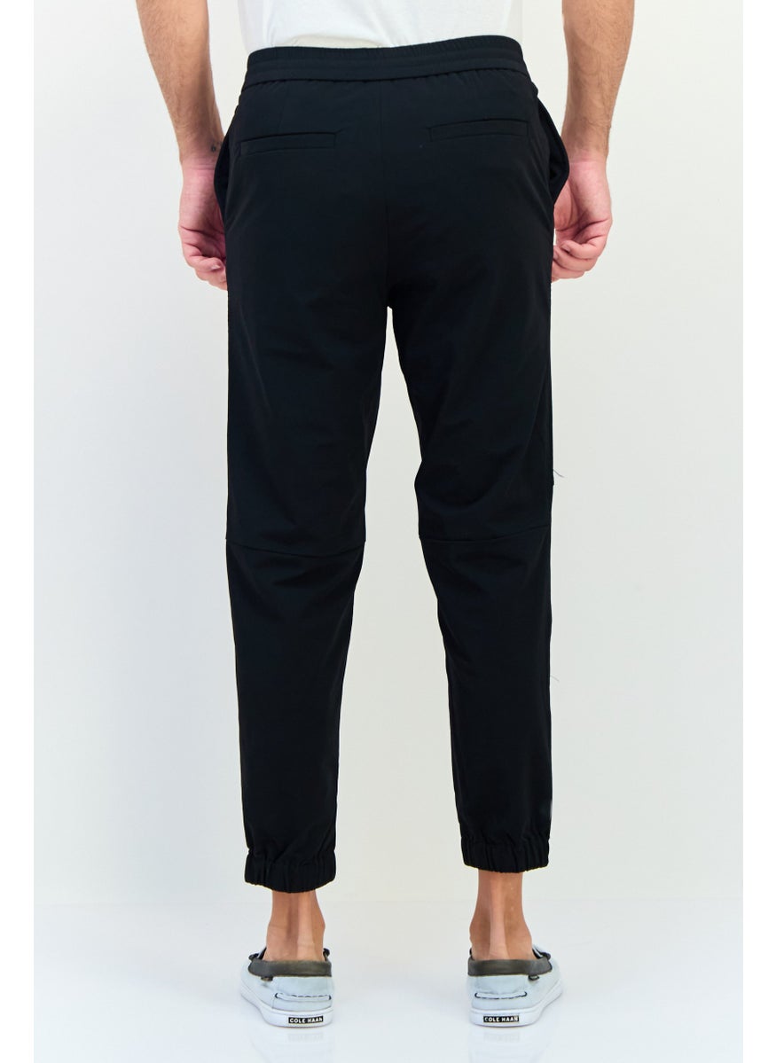 Men Regular Fit Solid Jogger Pants, Black
