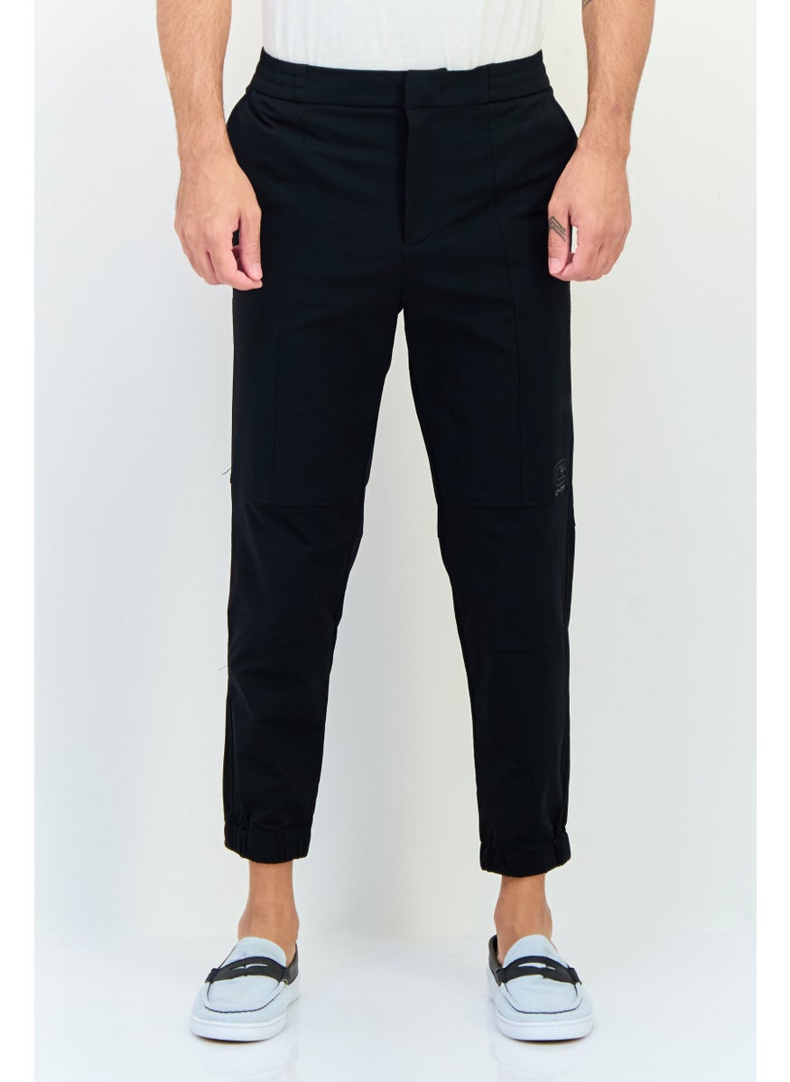 Men Regular Fit Solid Jogger Pants, Black