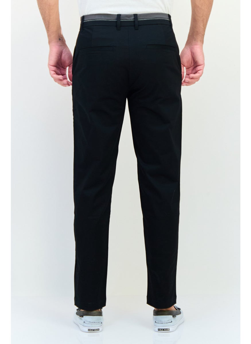 Men Regular Fit Solid Chino Pants, Black