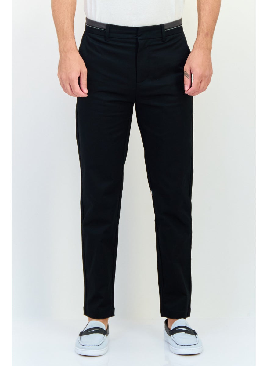 Men Regular Fit Solid Chino Pants, Black