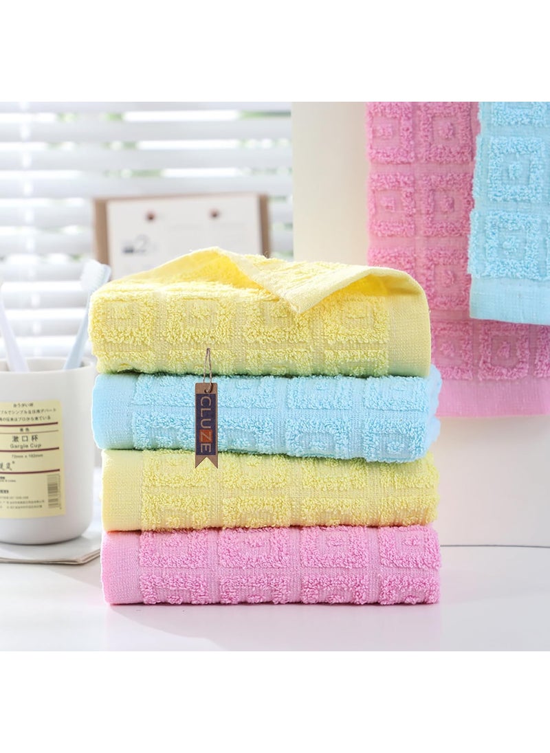 CLUZE Cotton Small Size Face Towel 450 GSM Super Soft Absorbent Handkerchief for Women Baby Kids 25x25 cm PinkSkyYellow Pack of 12