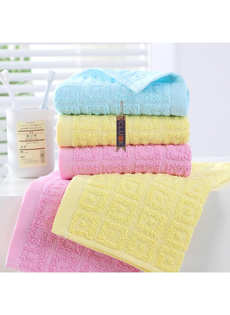 CLUZE Cotton Small Size Face Towel 450 GSM Super Soft Absorbent Handkerchief for Women Baby Kids 25x25 cm PinkSkyYellow Pack of 12
