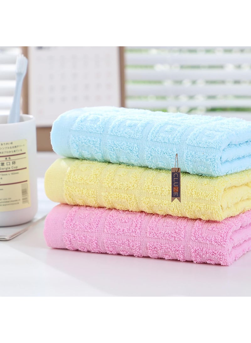 CLUZE Cotton Small Size Face Towel 450 GSM Super Soft Absorbent Handkerchief for Women Baby Kids 25x25 cm PinkSkyYellow Pack of 12