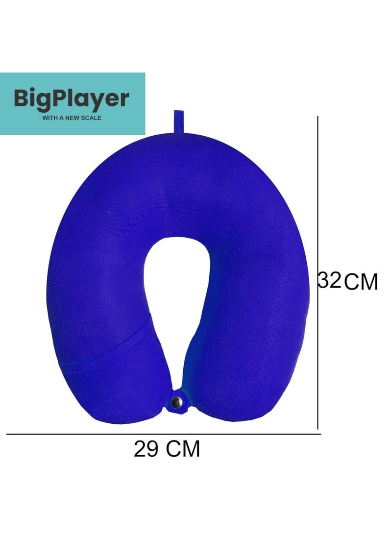 BigPlayer Premium Neck Pillow with Eye Mask for Travel Comfort Car Neck Rest Car Pillow Flight and Train Accessory Pillow for Neck Pain Relief Neck Pillow for Sleeping Pack of 1 Set