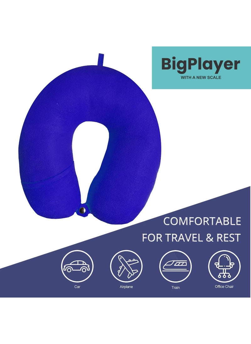 BigPlayer Premium Neck Pillow with Eye Mask for Travel Comfort Car Neck Rest Car Pillow Flight and Train Accessory Pillow for Neck Pain Relief Neck Pillow for Sleeping Pack of 1 Set