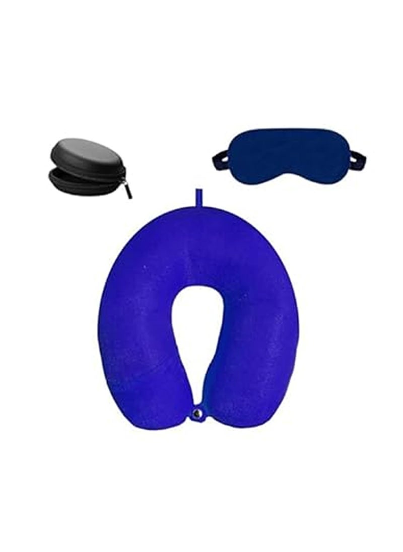 BigPlayer Premium Neck Pillow with Eye Mask for Travel Comfort Car Neck Rest Car Pillow Flight and Train Accessory Pillow for Neck Pain Relief Neck Pillow for Sleeping Pack of 1 Set