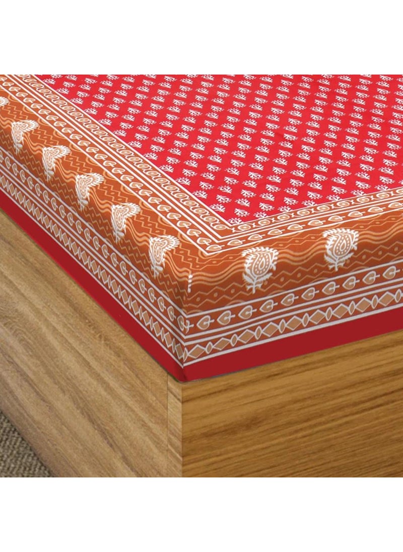 JAIPUR PRINTS 100 Cotton Jaipuri Traditional Single Bedsheet with 1 Pillow Covers Single Sale 16