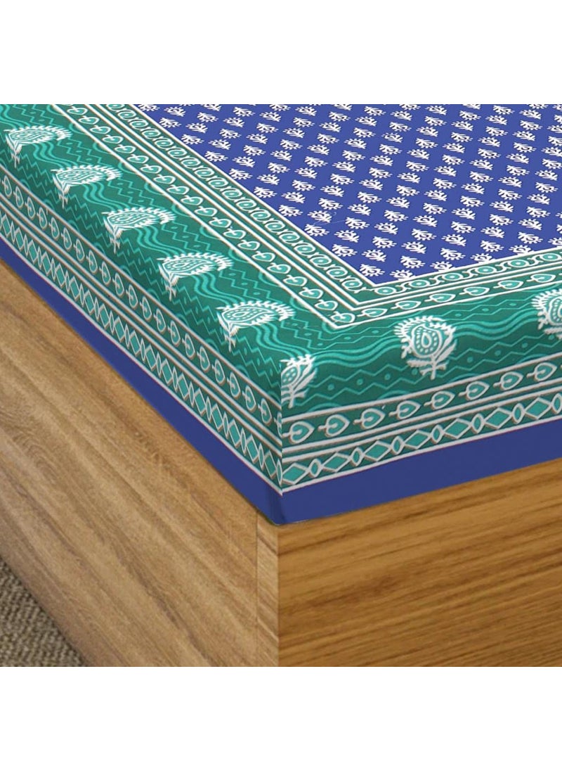JAIPUR PRINTS 100 Cotton Jaipuri Traditional Single Bedsheet with 1 Pillow Covers Single Sale 01