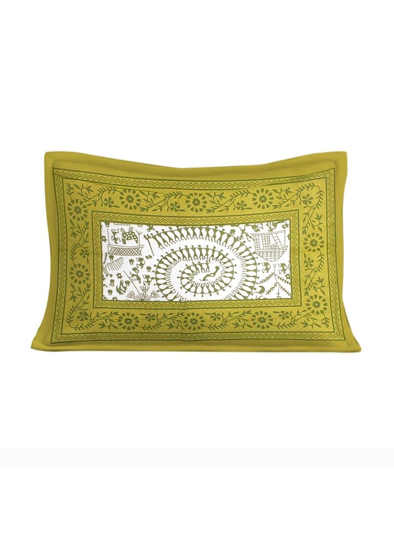 JAIPUR PRINTS 100 Cotton Jaipuri Traditional Single Bedsheet with 1 Pillow Covers Single Sale 03