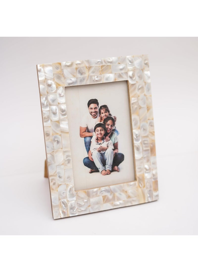 HOMEARTE INDIA Mother of Pearl Table Photo Frame Decor as Birthday Gifts Anniversary Wedding Gifts for Friends Couples and Parents