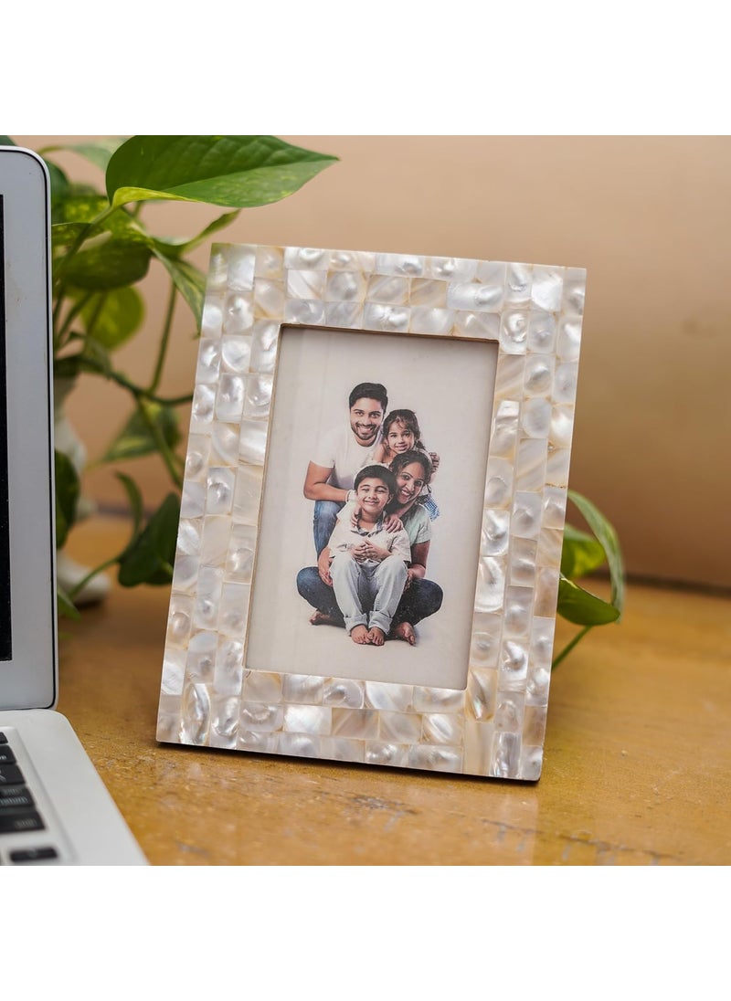 HOMEARTE INDIA Mother of Pearl Table Photo Frame Decor as Birthday Gifts Anniversary Wedding Gifts for Friends Couples and Parents