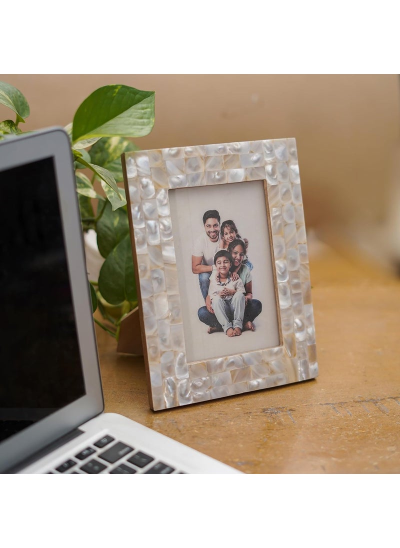 HOMEARTE INDIA Mother of Pearl Table Photo Frame Decor as Birthday Gifts Anniversary Wedding Gifts for Friends Couples and Parents