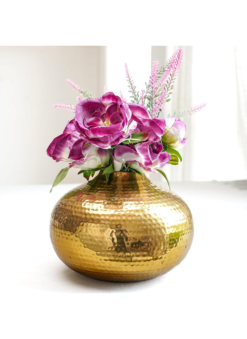 Behoma Metal Flower Vase for Home Decor Table Decorative Item for Bedroom Living Room Office Best Gift for Wedding Festivals Birthday Golden Large 1PC Flower not Included