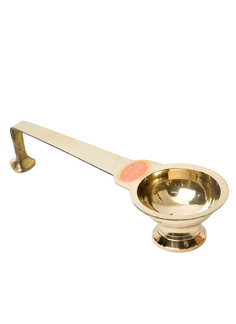 Bhimonee Decor Pure Brass Ledle Aarti Deep Deepak Diya for Pooja Purposes 26 Inches 130gm
