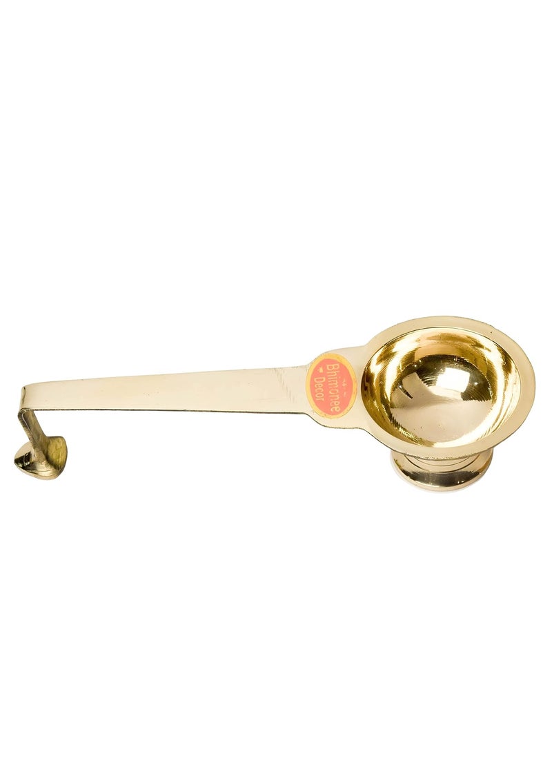 Bhimonee Decor Pure Brass Ledle Aarti Deep Deepak Diya for Pooja Purposes 26 Inches 130gm