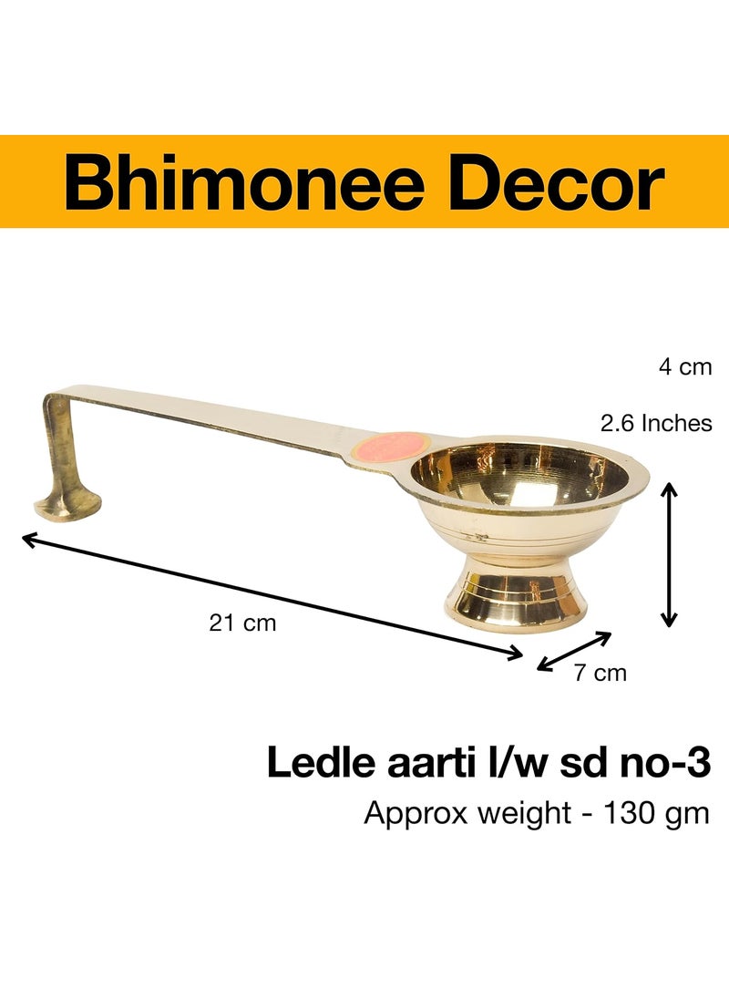 Bhimonee Decor Pure Brass Ledle Aarti Deep Deepak Diya for Pooja Purposes 26 Inches 130gm