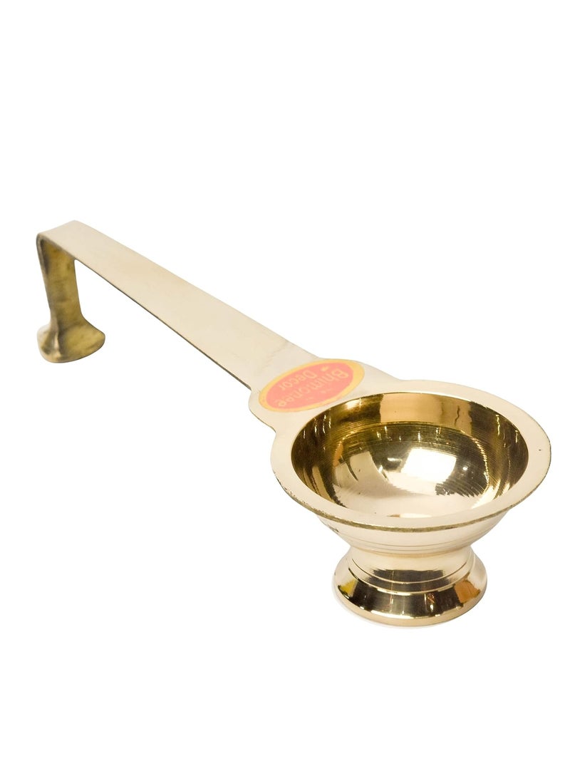 Bhimonee Decor Pure Brass Ledle Aarti Deep Deepak Diya for Pooja Purposes 26 Inches 130gm
