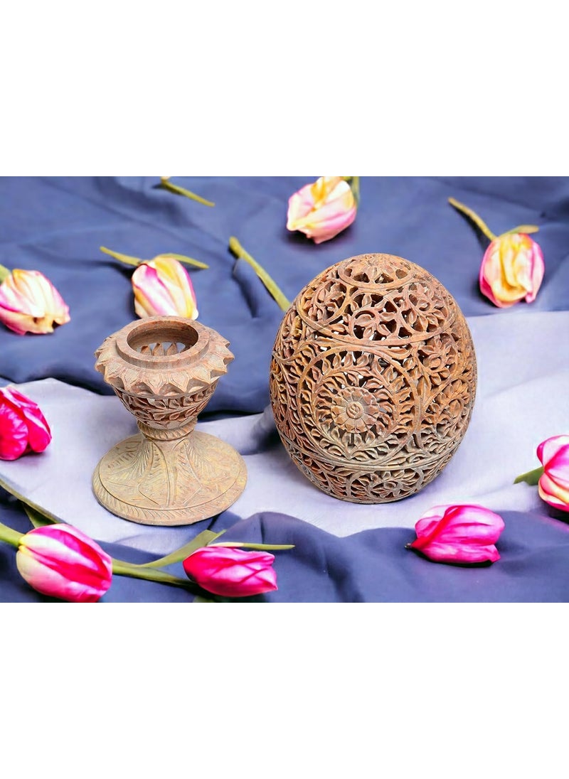 Pooja Creation Soapstone Candle and Tea Light Holder Home Decor Showpieace Item