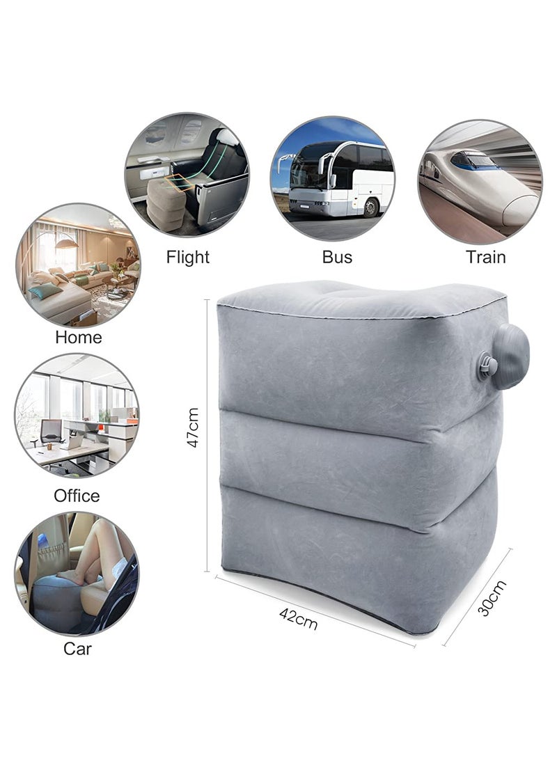 Optifit Inflatable Air Travel Pillow leg pillows for sleeping Portable Footrest Pillow for Flight Home Office Footstool Selfinflatable Air Travel Pillow for Adult KidsGrey