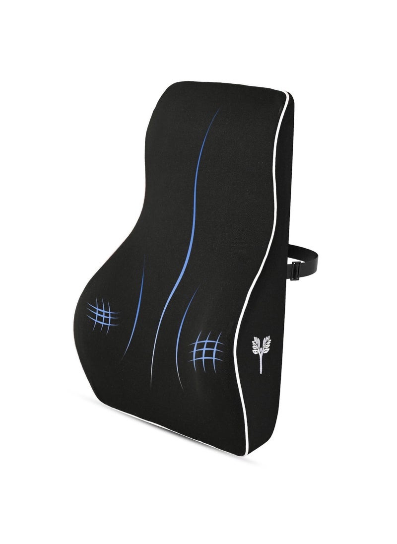 Grin Health SitRight Pro Full Lumbar Support for Office Chair Memory Foam Backrest Cushion for Chair Back Pain Relief Orthopedic Back Support Back Pillow for Sitting Black
