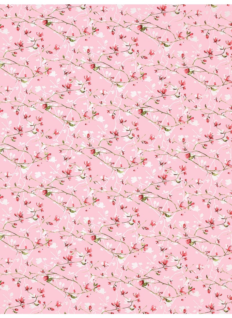 haus kinder Bedsheet for Double Bed Elastic Fitted Queen Size 186 TC 1 Fitted Bed Sheet for Double Size Bed 2 Pillow Covers 60 X 78 Inches 13 Inch Deep Pocket Summer Vinatge Romance Pink
