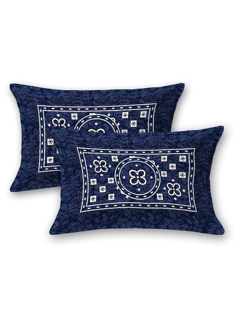 SheetKart Summer 144 TC 100 Cotton Double Bedsheet with 2 Pillow Covers Naval Blue