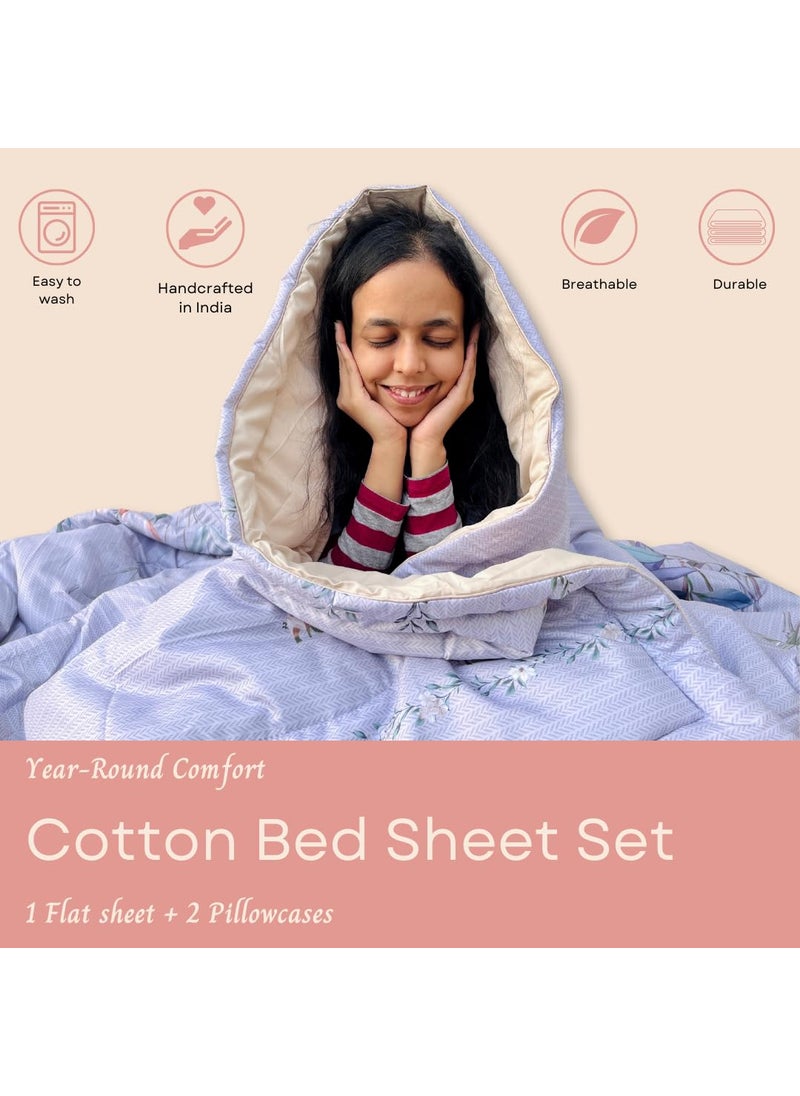 Jaipur Weaves Bedsheet King Size 100 Pure Cotton Bed Sheet with 2 Pillow Covers Super Soft Cozy Bedsheets Set108x108 inches 9ftx9ft Royal Elephants Pink Super King