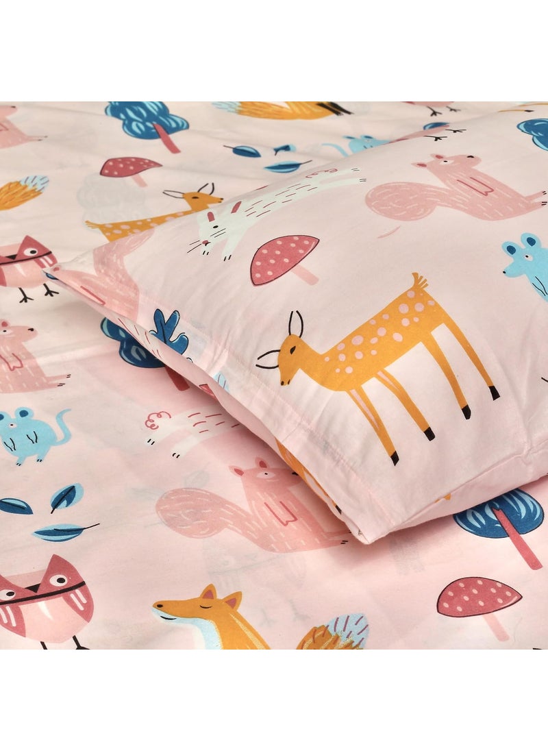 LORETO A QUALITY LINEN BRAND 100 Cotton Bedsheet for Double Bed 1 Double Bedsheet with 2 Pillow Covers 144 TC Queen Size Double Bedsheet Cotton Peach Baby Animals